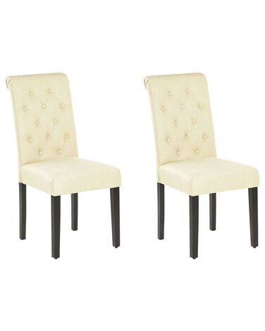 Set of 2 Fabric Dining Chairs Cream VELVA