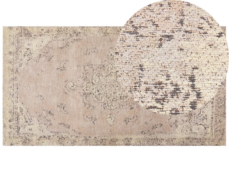 Teppich Baumwolle beige 80 x 150 cm orientalisches Muster Kurzflor MATARIM_852457