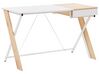 1 Drawer Home Office Desk 120 x 60 cm Light Wood and White HAMDEN_772825