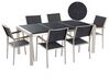 6 Seater Garden Dining Set Black Granite Top with Black Chairs GROSSETO_462619