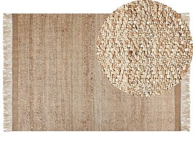 Teppich Jute beige geometrisches Muster 160 x 230 cm Kurzflor ABANA