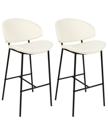 Set of 2 Fabric Bar Chairs Cream KIANA