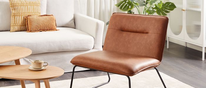 Faux deals leather armchair