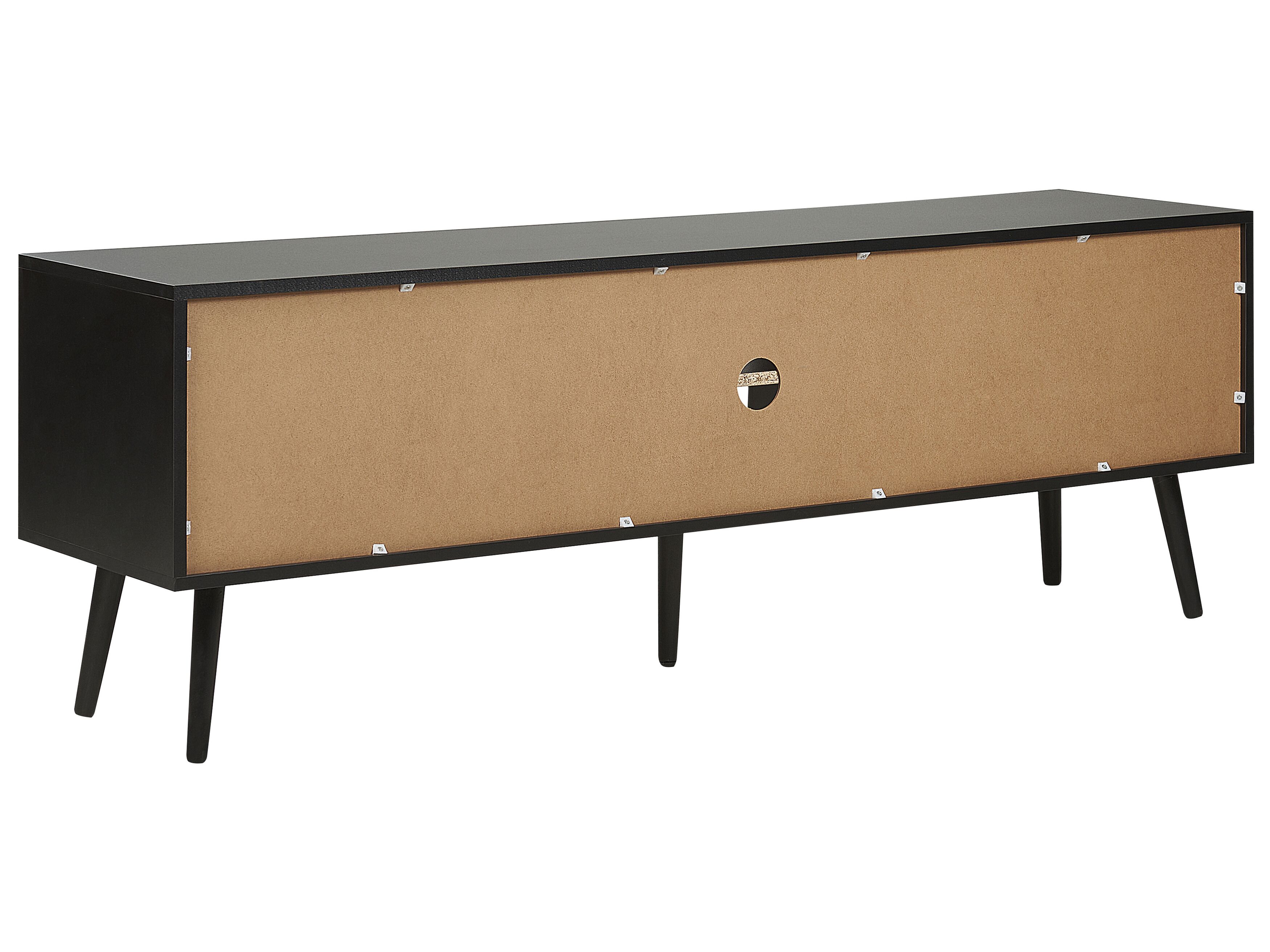 TV M bel Rattan Schwarz Beige 2 T ren 150 X 40 X 52 Cm OPOCO Beliani at Tv m bel rattan schwarz beige 2 t ren 150 x 40 x 52 cm opoco beliani at