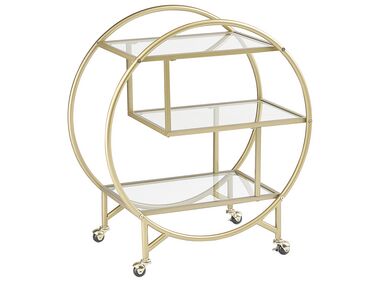 Metal Drinks Trolley with Glass Top Gold COLTON