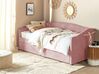Łóżko dzienne tapicerowane 90 x 200 cm różowe VITTEL_876401