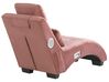 Chaise longue de terciopelo rosa pastel/negro/plateado con altavoz Bluetooth SIMORRE_823098