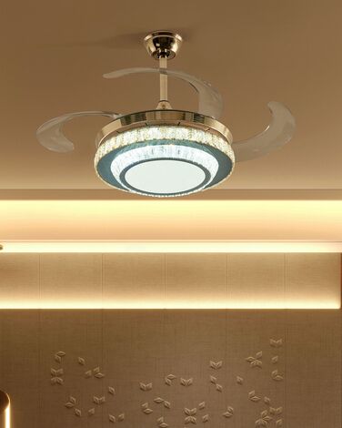 Retractable Blades Ceiling Fan with Light Gold ASHLEY