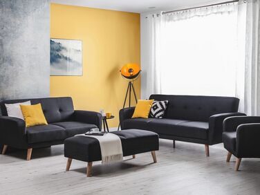 6-seters sofagruppe med puff svart FLORLI