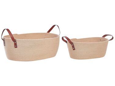 Set of 2 Cotton Baskets Beige GISSAR