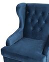 Velvet Fabric Wingback Chair Dark Blue ALTA_749409