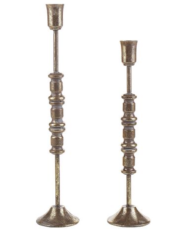 Set of 2 Metal Candlesticks Gold SALAMINA