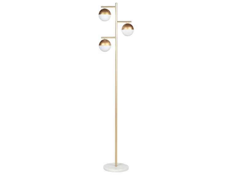 Candeeiro de pé para 3 lâmpadas em metal dourado 160 cm SABINE_878341