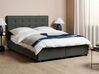 Fabric EU Double Size Bed with Storage Dark Grey LA ROCHELLE_904556