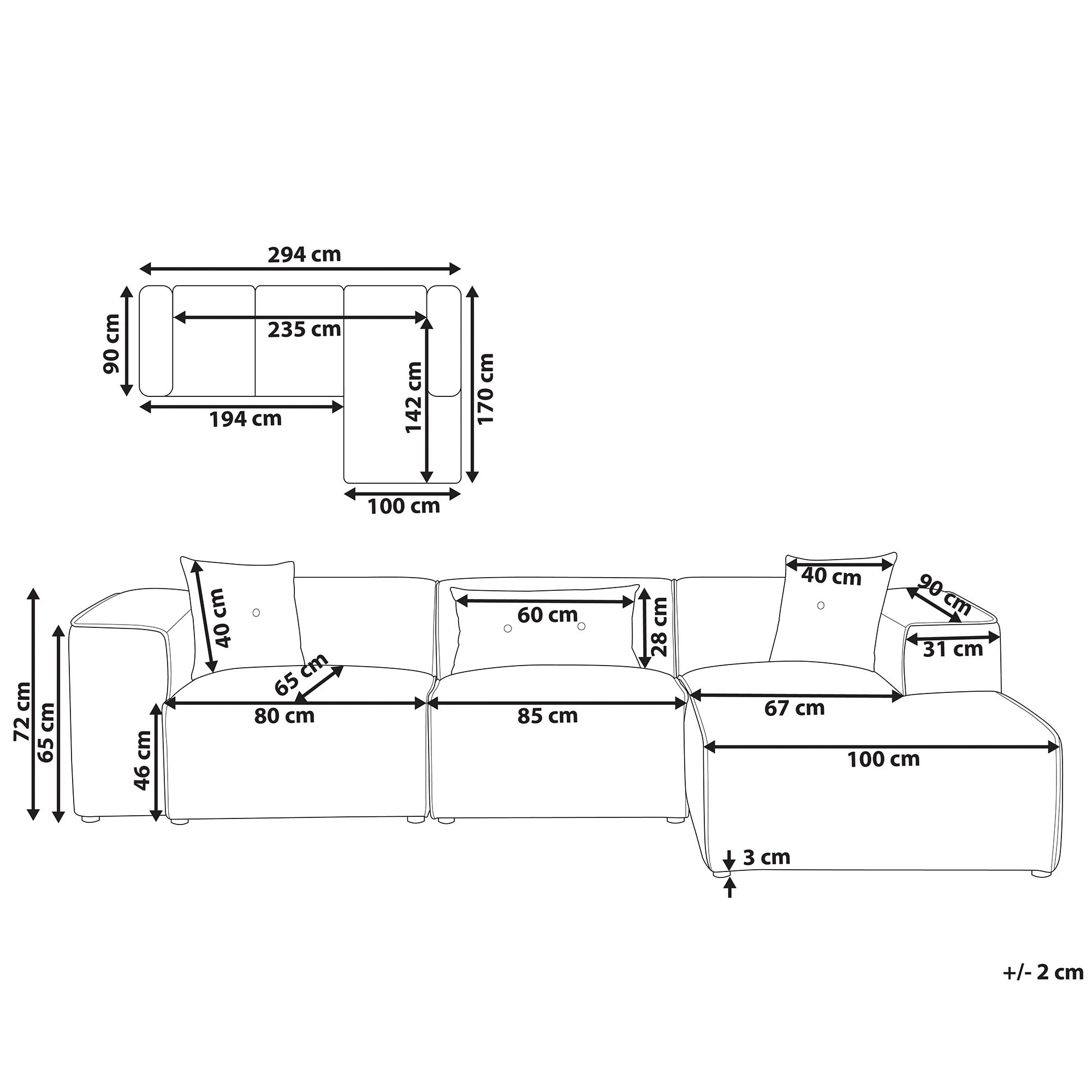 Narożnik lewostronny jasnoszary DOLVA
