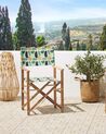 Conjunto de 2 sillas de jardín de madera de acacia clara con tela verde/naranja/blanco CINE_819438