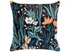 Set of 2 Velvet Cushions with Flower Pattern 45 x 45 cm Black and Green OSMUNDA_839052