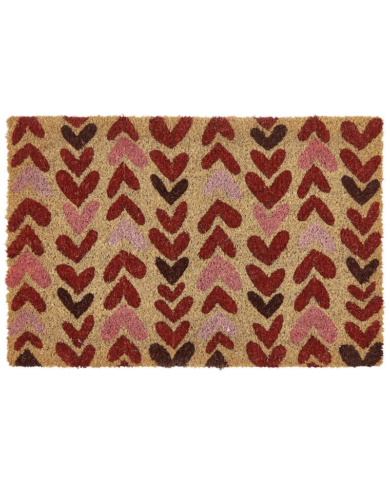 Fußmatte Herzmuster Kokosfaser naturfarben 40 x 60 cm TIMOLAN_905614