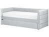 Zamatová rozkladacia posteľ 90 x 200 cm svetlosivá CHAVONNE_870806