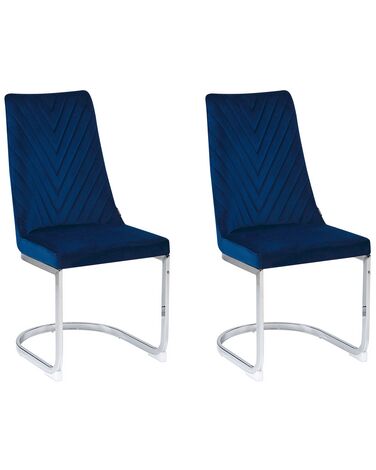 Conjunto de 2 sillas de terciopelo azul marino/plateado ALTOONA