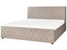 Zamatová posteľ s úložným priestorom 180 x 200 cm sivobéžová AMIENS_914365