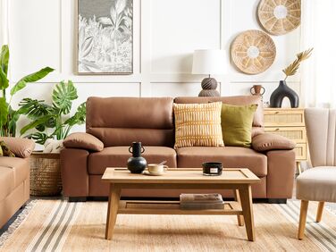 3-seters sofa i kunstskinn gyllenbrun VOGAR