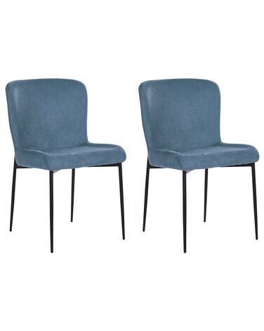 Lot de 2 chaises de salle à manger en tissu bleu ADA