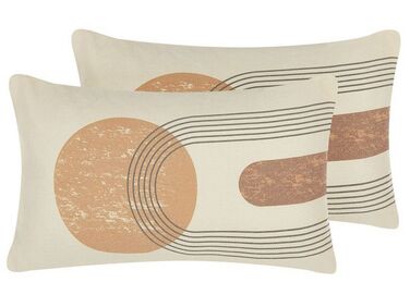 Set of 2 Cushions Geometric Pattern 30 x 50 cm Multicolour NASTURTIUM 