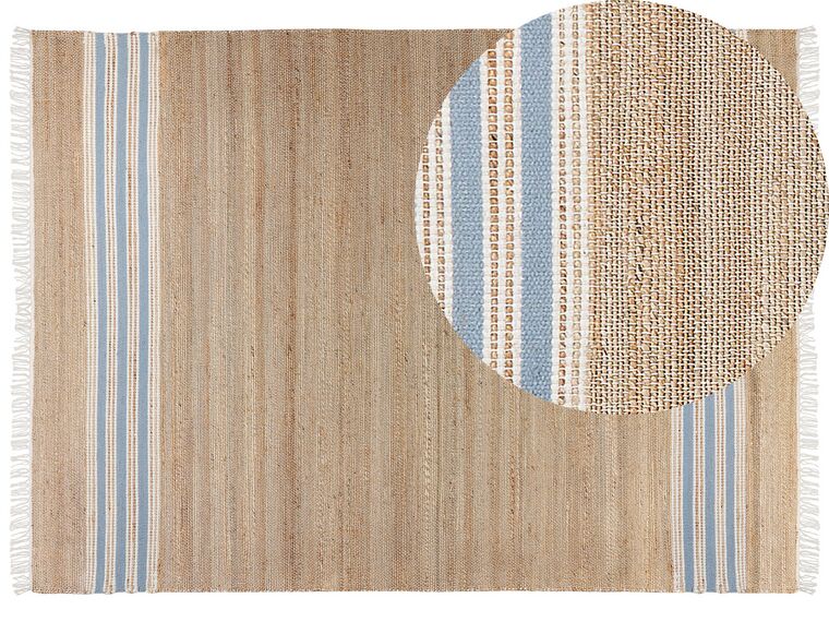 Jute Area Rug 160 x 230 cm Beige and Light Blue MIRZA_847295