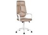 Faux Leather Swivel Office Chair Beige and White DELIGHT_834159