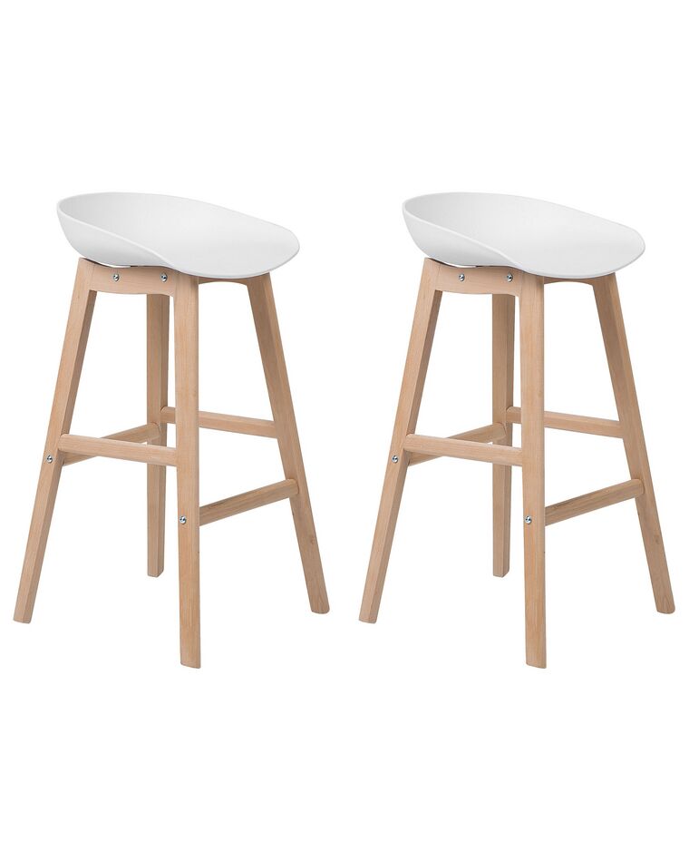 Conjunto de 2 sillas de bar blanco/madera clara MICCO_731963