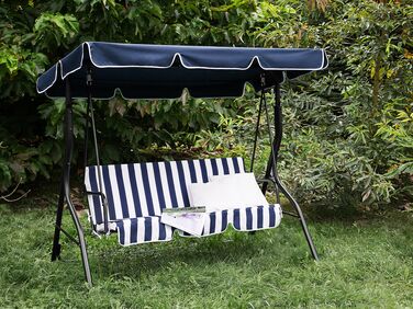 3 Seater Garden Swing Blue and White CHAPLIN