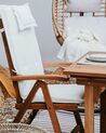 Zestaw 2 krzeseł ogrodowych składany drewno akacjowe z poduszkami kremowymi JAVA_887547