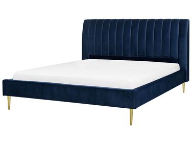 Velvet EU Super King Size Bed Blue MARVILLE