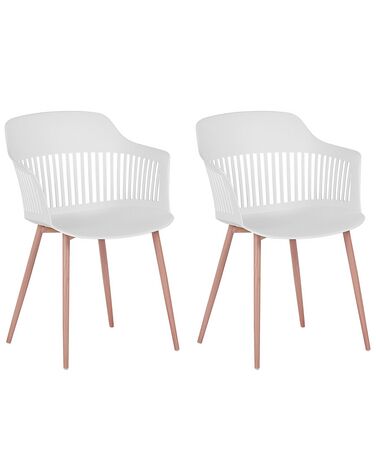 Conjunto de 2 sillas de comedor blanco/madera clara BERECA