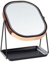 Espejo de maquillaje LED de metal rosa dorado/negro 20 x 32 cm DORDOGNE_848346
