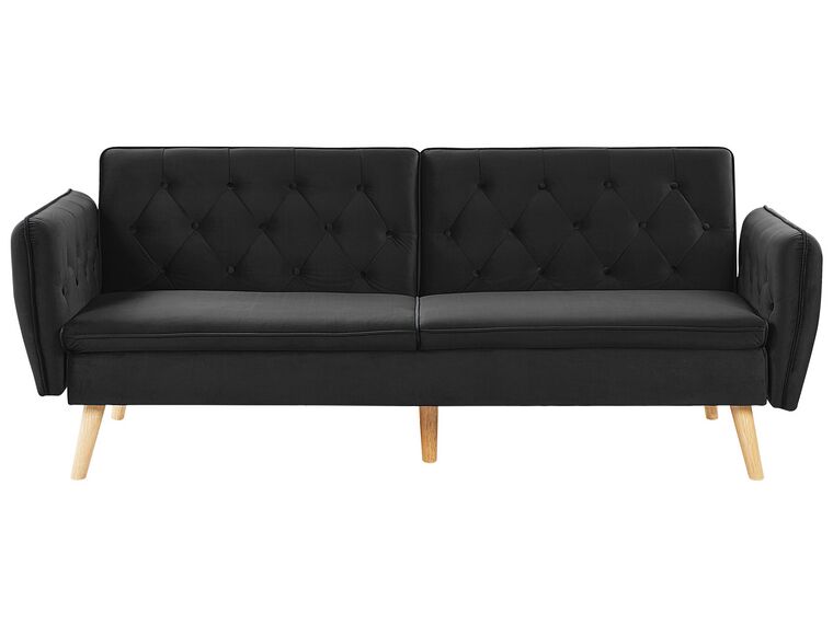 Sofa rozkładana welurowa czarna BARDU_792055