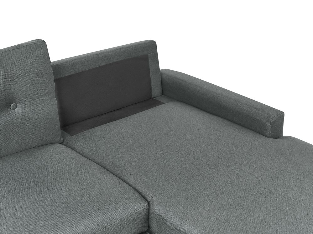 Left Hand Corner Sofa Bed with Storage Dark Grey FLAKK Beliani.co.uk