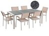 Table de jardin en plateau granit noir flambé 180 cm et 6 chaises beiges GROSSETO_396122