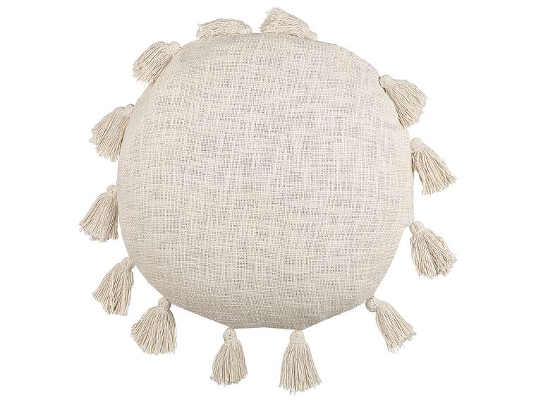 Cotton Cushion with Tassels ⌀ 45 cm Beige MADIA_838724