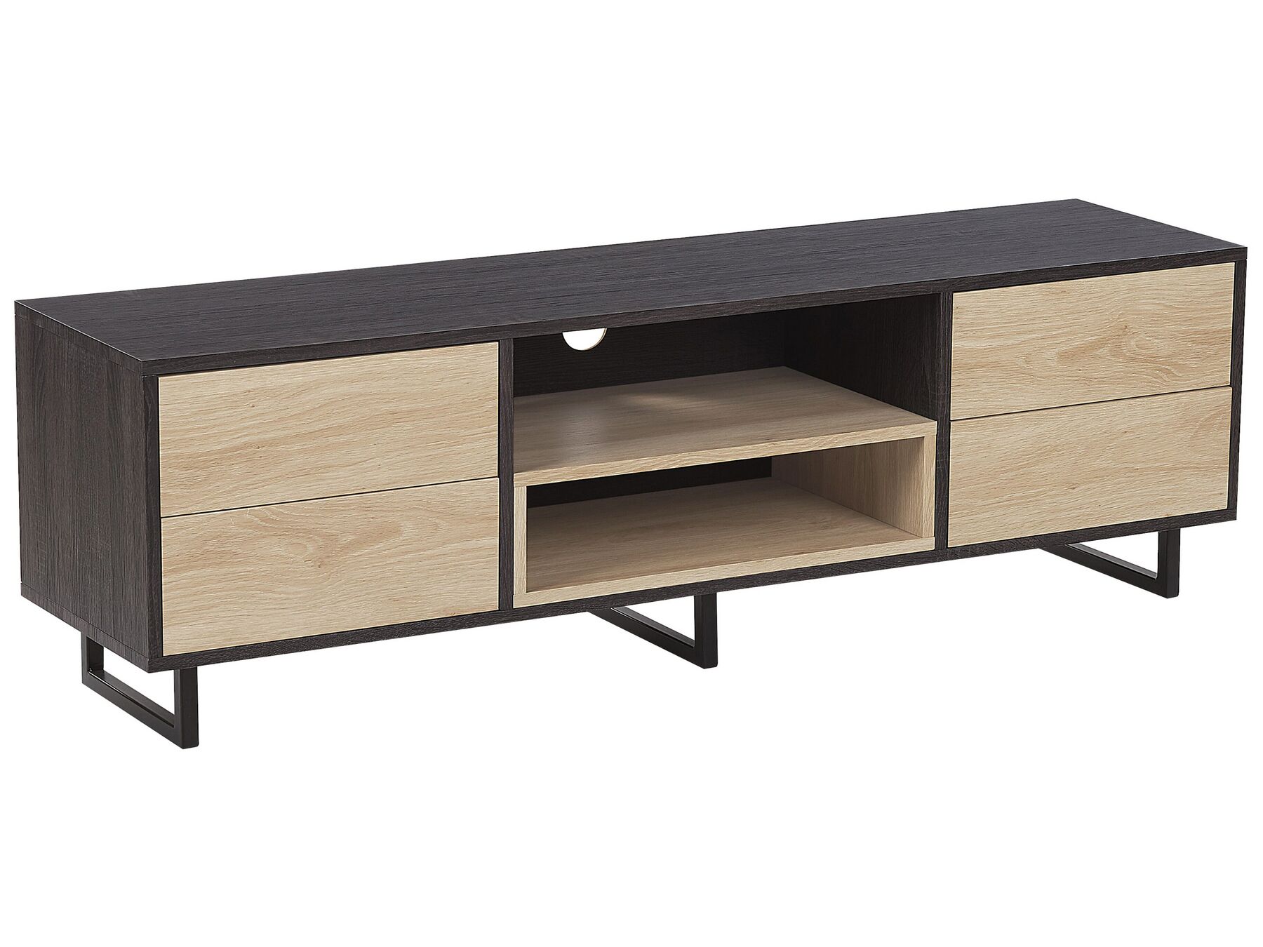 TV Furniture Brown Wood Tone Sonoma Oak 4 Drawers 2 Shelves Metal Frame May-