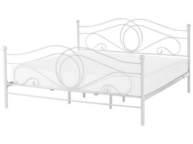 Kovová posteľ 180 x 200 cm biela LYRA