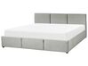 Velvet EU Super King Size Ottoman Bed Light Grey BOUSSE_862570