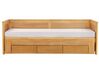 Drevená rozkladacia posteľ s úložným priestorom 90/180x200 cm svetlé drevo CAHORS_912565