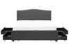 Fabric EU Super King Bed White LED with Storage Grey MONTPELLIER_709576