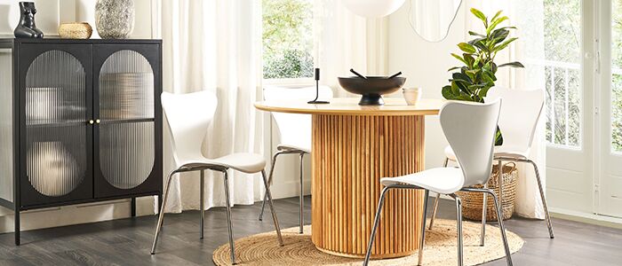Table céramique bois chêne clair extensible Onita
