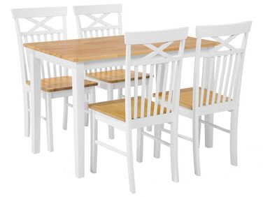 Matgrupp av bord och 4 stolar vit HOUSTON