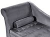 Left Hand Velvet Chaise Lounge with Storage Dark Grey PESSAC_881958
