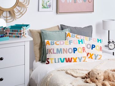 Set of 2 Cotton Kids Cushions Alphabet Motif 30 x 50 cm Multicolour ASARUM