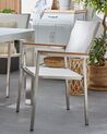 	Conjunto de 6 sillas de jardín de poliéster/acero blanco/plateado/madera clara GROSSETO_724735